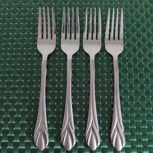 Hampton Silversmiths LILY FROSTED Salad Forks Lot Set of 4 Stainless Satin Vtg